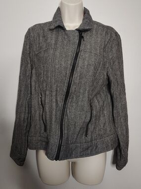 Valerie by Valerie Stevens Gray Wool Blend Herringbone Jacket Size Medium